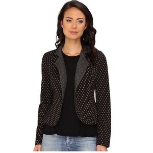Free People Black Tan Quilted Polka Dot Knit Blazer Jacket